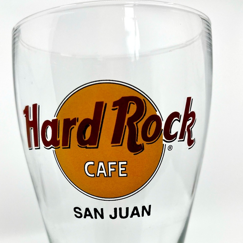 HARD ROCK Cafe San Juan Beer Glass 8.5”high x 3.25”width